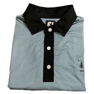 FootJoy geometric print self collar polo shirt Pinetree Country Club Size Large